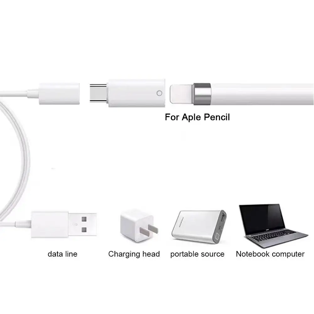 For Apple Pencil 1st Generation Adapter USB C to for Lightning Pencil Charging Adapter Type C Bluetooth Pair Connector