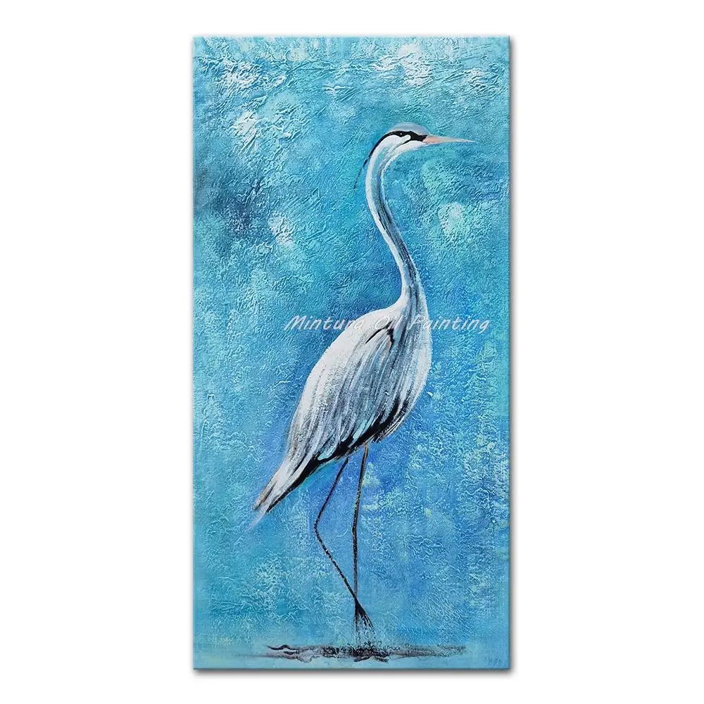 

Mintura Large Size Handmade Artwork Handpainted Oil Paintings on Canva The Tall Crane Modern,Home Decoration,Home Decor Wall Art