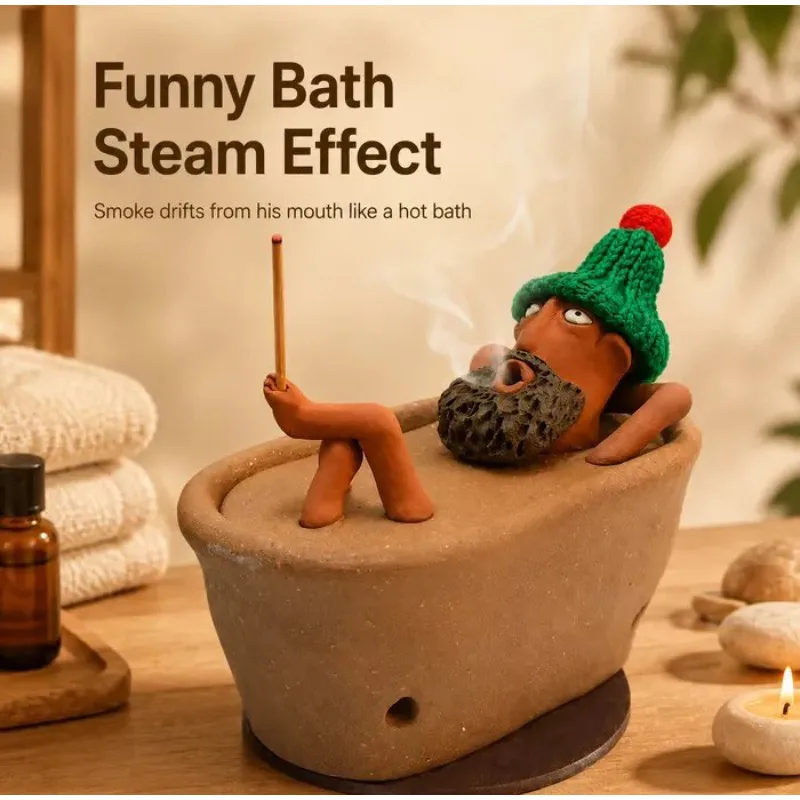 Lazy Bath Man Incense Burner Creative Aromatherapy Holder Bathroom And Home Tabletop Decor Relaxing And Stress Relieving Gift