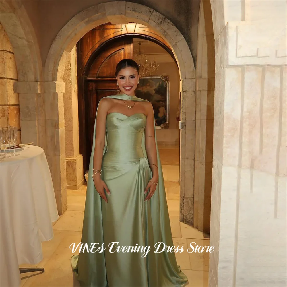 

VINES Sage Green Prom Dress Sweetheart Celebrity Dress Draped Neck Sash Women's Evening Dress Mermaid Formal Gown Customized