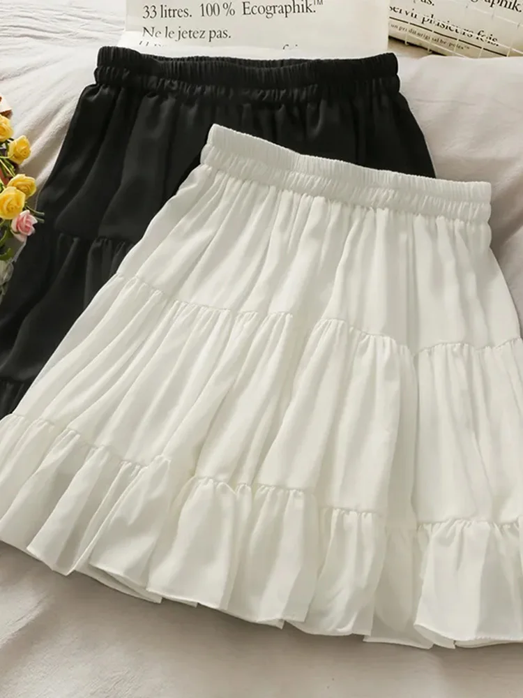 

Women's Summer Sexy High Waist Slim Pleated A Line Mini Skirts Korean Fashion Casual Short Black White Skirt Alt Clothes Female