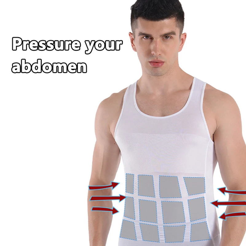 Mens Slimming Body Shaper Vest Shirt Abs Abdomen Slim Gym Workout Tummy Control Compression Tank Top Sleeveless Shapewear