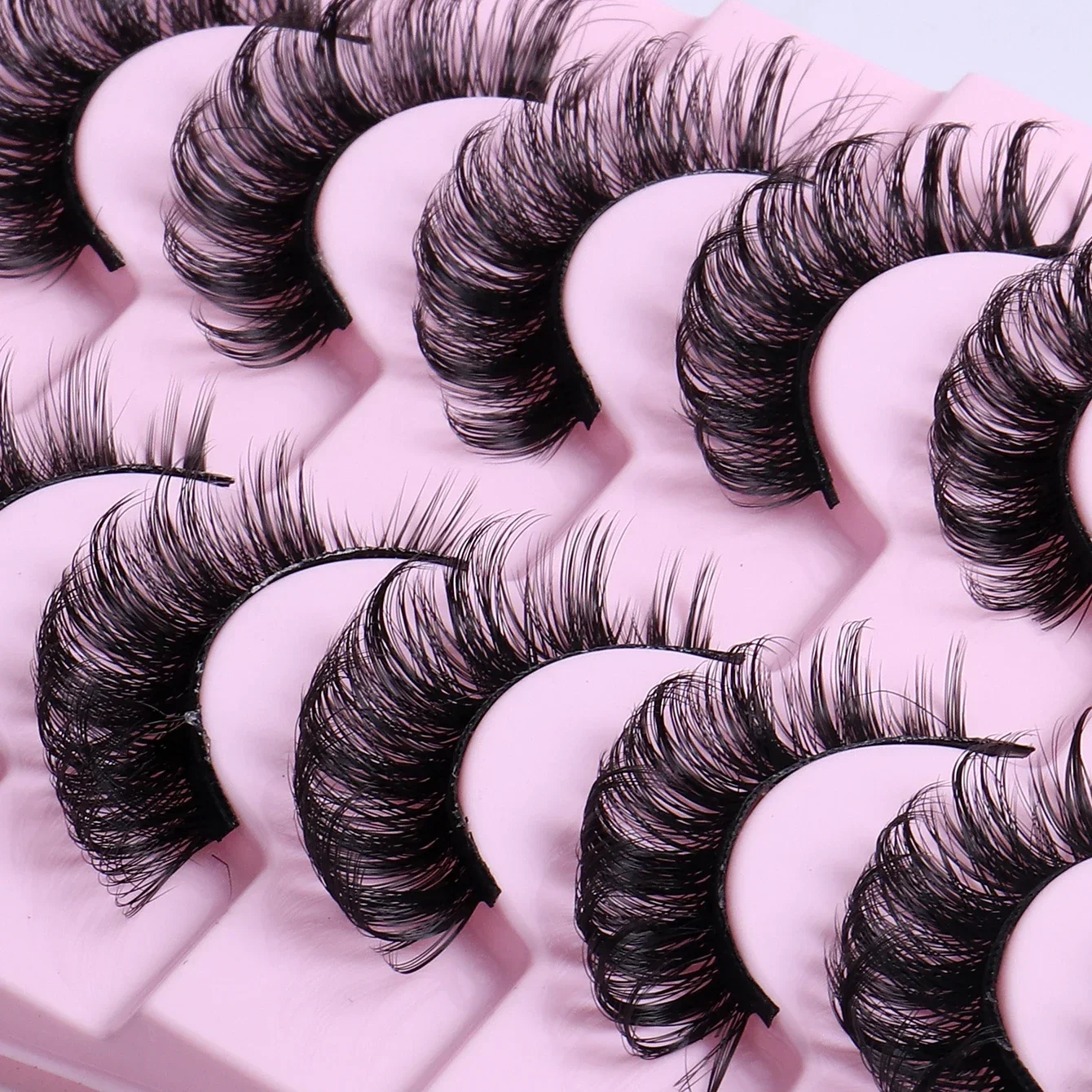 10 Pairs Russian Strip False Eyelashes Dramatic Fluffy False Eyelashes D Curling Natural 3D Three-dimensional Lashes