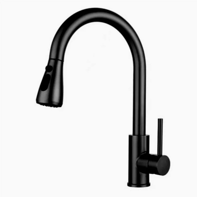 

ABUH-Kitchen-Faucets Кухонный смеситель с выдвижным распылителем - Нержавеющая сталь-матовый черный