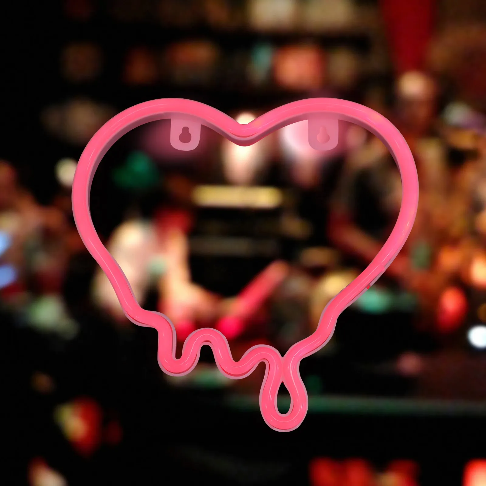 Heart Neon Light Sign Melting Design Small Lightweight Eye Catching Romantic Decor for Shop Restaurant Bedroom Night Atmosphere