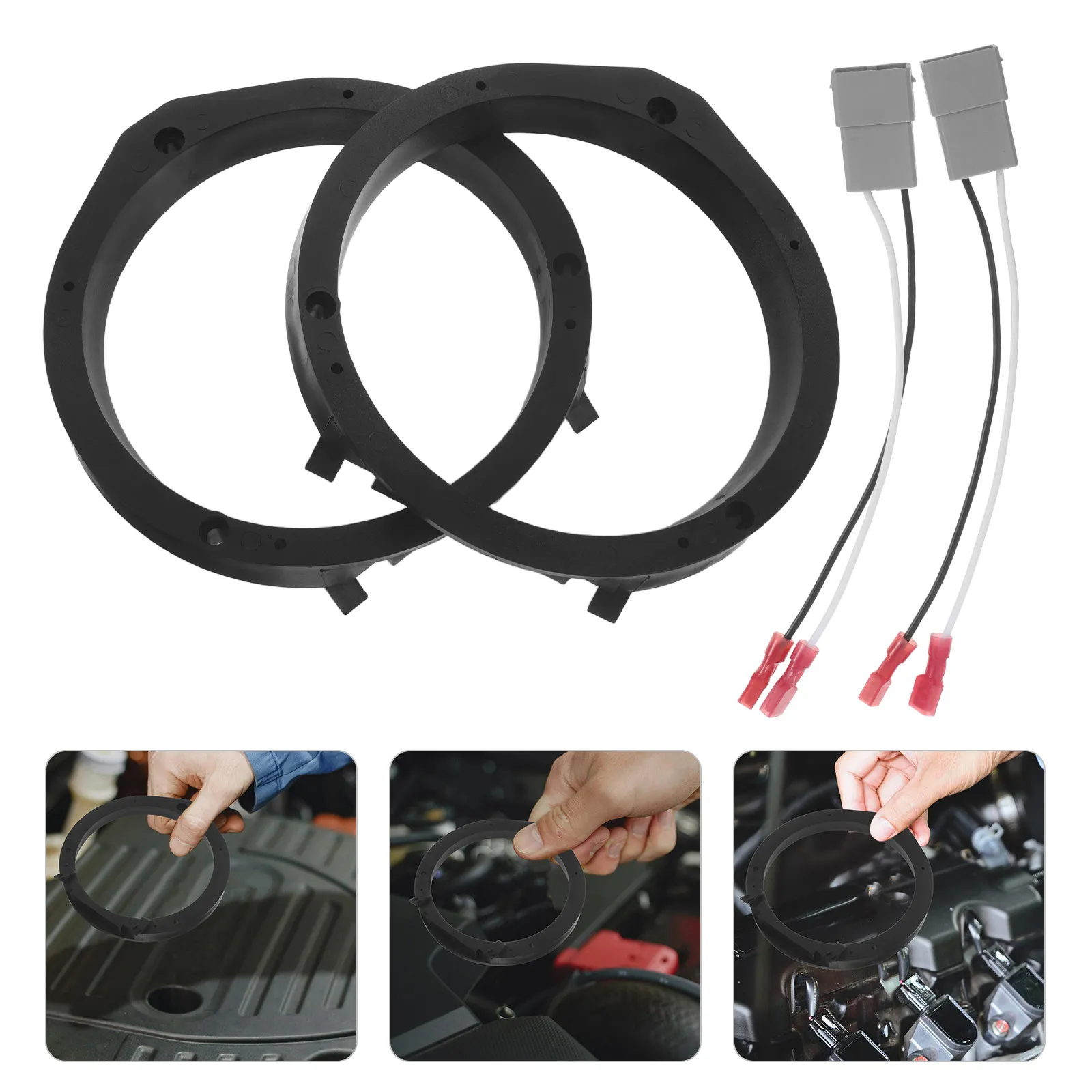 2Pcs Car Speaker Spacer Rings Plastic Adapter Mounting Brackets for 6.5 Inch Door Speaker Enhanced Audio Clarity and Stable