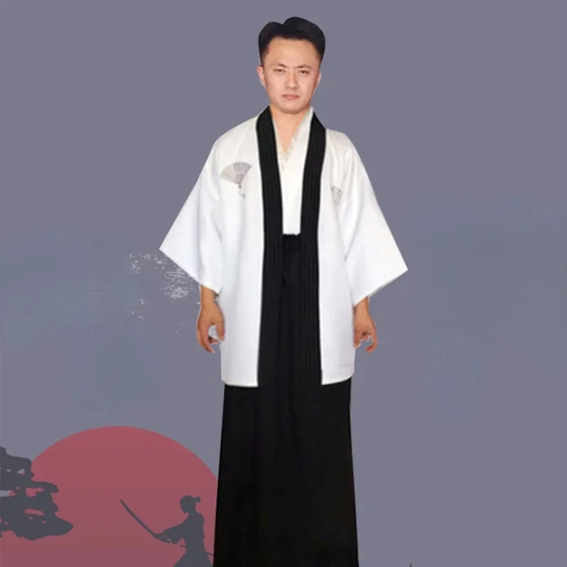 Japones Kimono Man Japanese Yukata Traditional Dress Vintage Male Yukata Stage Dance Costumes Samurai Clothing Asian Clothes