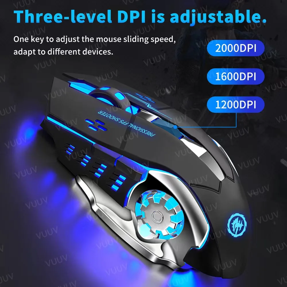 AIEACH Bluetooth Mouse Gaming Computer Rechargeable Wireless Mouse USB Mechanical E-Sports Backlight PC Gamer Mouse For Computer image 5