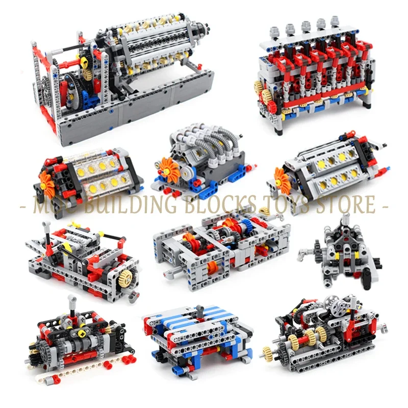 MOC Technology Building Blocks Bricks Power Functions Automotive Speed Gearbox Engine Transmission Machinery DIY Assembling Toys