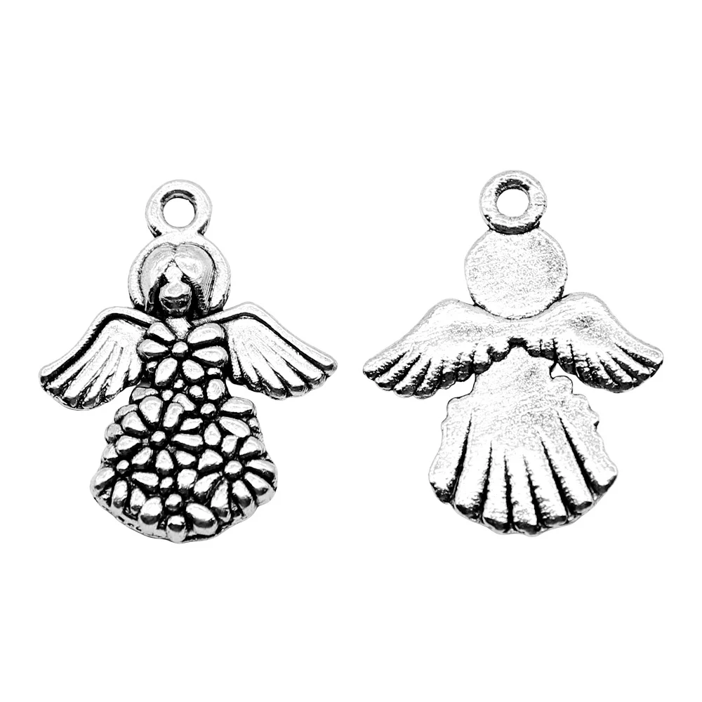 5pcs/lot 17x21mm Angel Charms For Jewelry Making Antique Silver Color 0.67x0.83inch