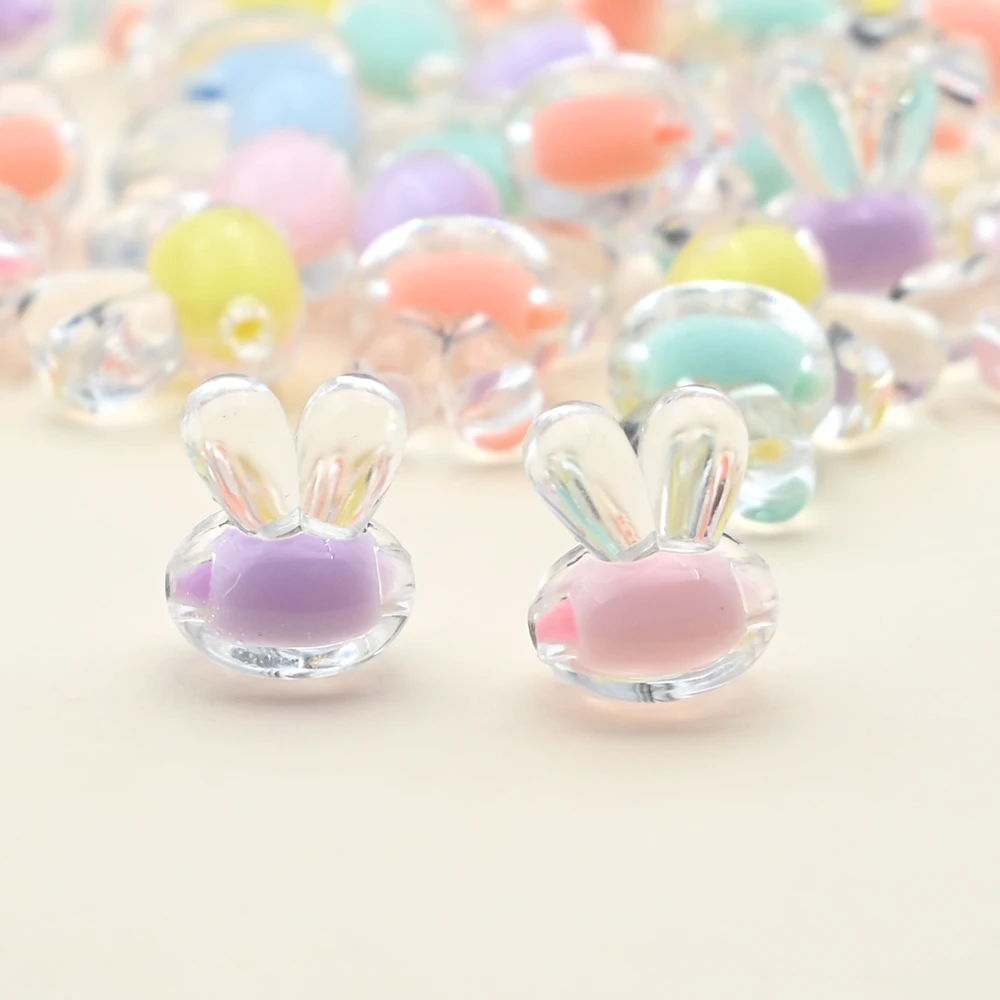 30pcs/Lot Clear Rabbit Acrylic Beads Loose Spacer Beads For Jewelry Making Needlework Diy Bracelet Necklace Accessories 13x16mm