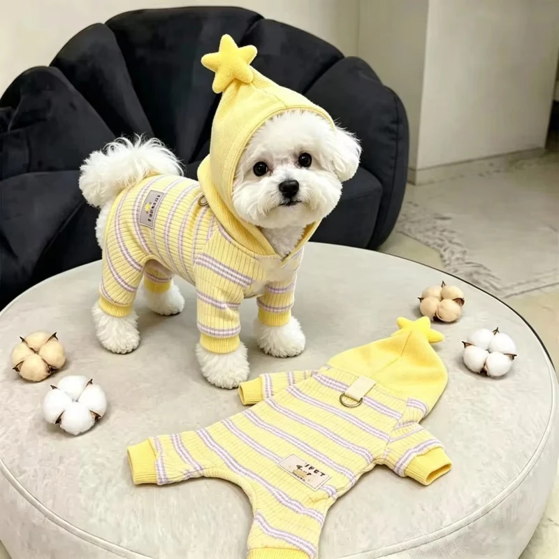 Dog Clothes, Pet Quadrupedal Clothes, Teddy Bear, Schnauzer, Small Dog, Autumn and Winter Warm and Cold Proof Cat Belly Wrap