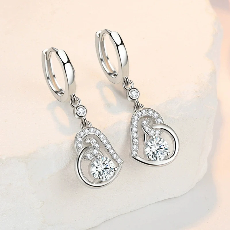 Personalized Zircon Earrings For Women New Temperament and niche design Heart-shaped Ear Buckle KOFSAC