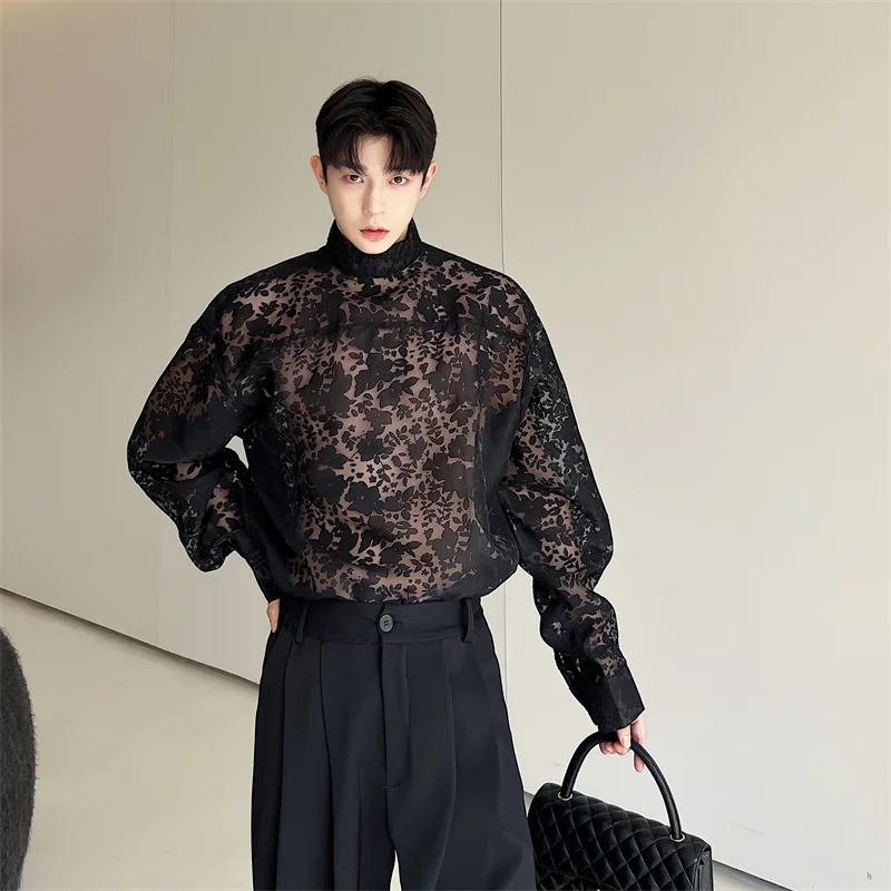 

Retro Floral Print Lightweight Stand Collar Summer irt Men Women Neutral Sle Sun Protection Faionable Printed Long Sve