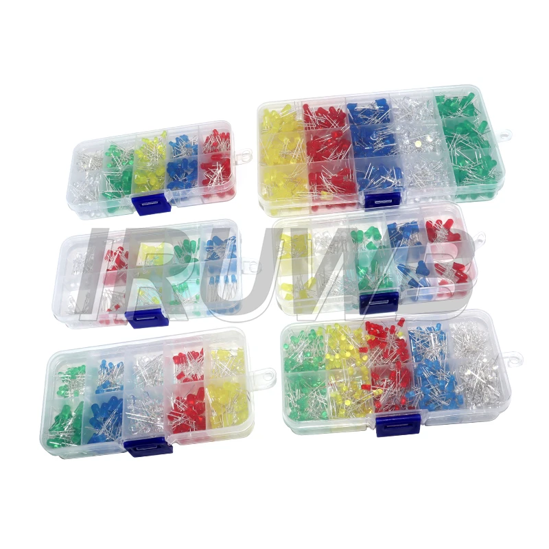 3MM 5MM F3 F5 LED Diode Various Kits White Green Red Blue Yellow Light Emitting Diode Electronic Kit Box