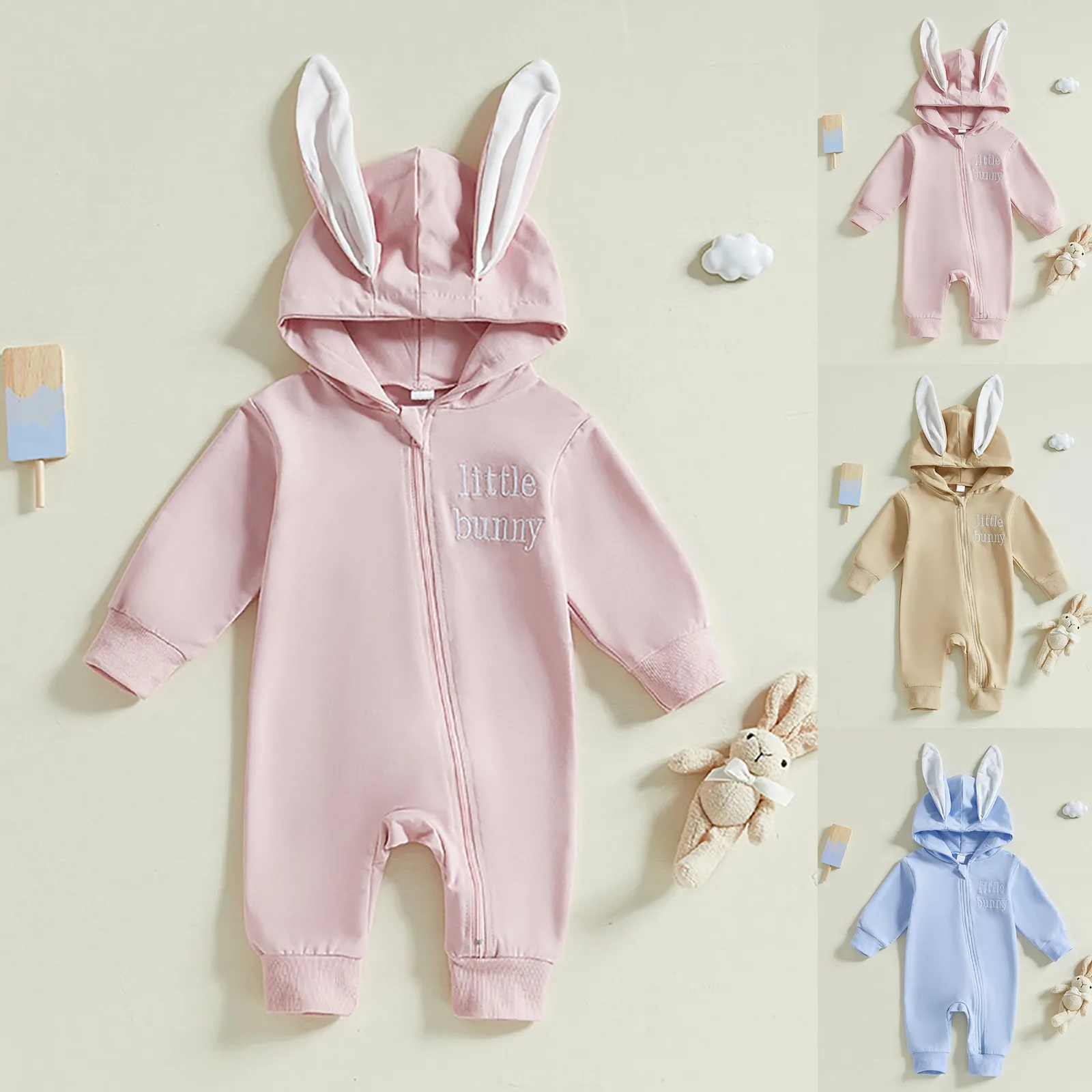 

Crawling Clothes Europe And The United States Newborn Baby Clothes Easter Baby Rabbit Styling Zipper Hooded Out Jumpsuit 2025