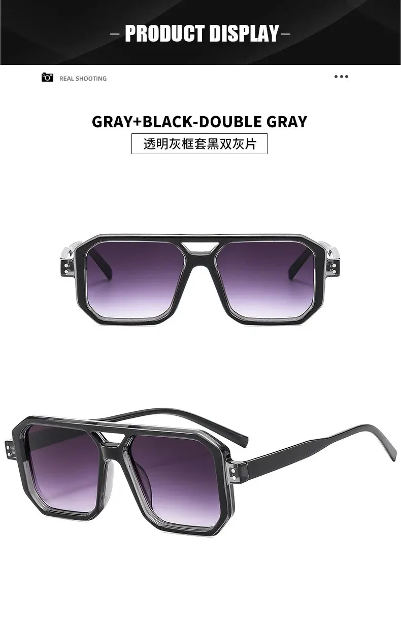 Lässige Sonnenbrille mit doppeltem Träger und Vollrahmen für Männer und Frauen, UV-beständige Sonnenbrille UV400 – Detail 8