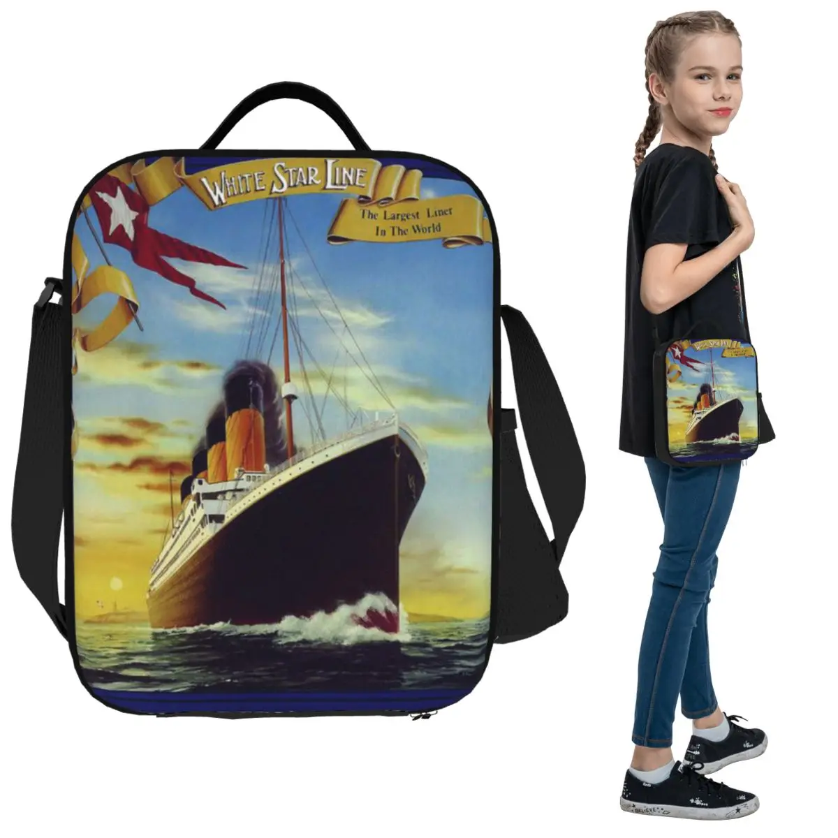 

Lavoie Titanic Insulated Lunch Bag for Women Office Cooler Thermal Food Box Tote Leakproof Lunch Boxes Container