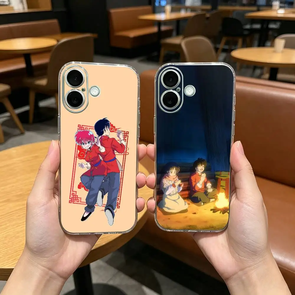 Funda Transparente Antigolpes para iPhone 17 16 15 14 13 12 11 Mini Pro Max Plus con Diseño de Anime Comedia R-Ranma