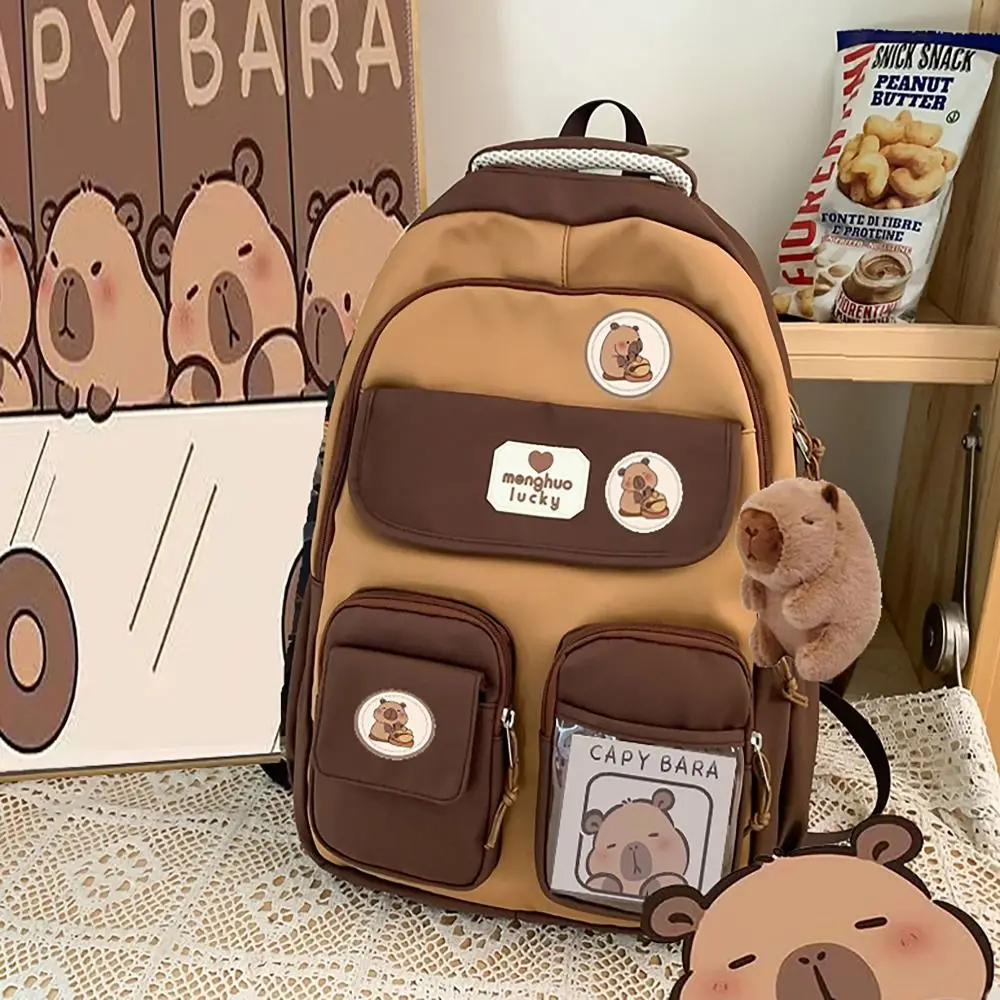 High Quality Capybara Schoolbag Adjustable Strap Large Capacity Shoulders Bag Waterproof Versatile Backpack Unisex