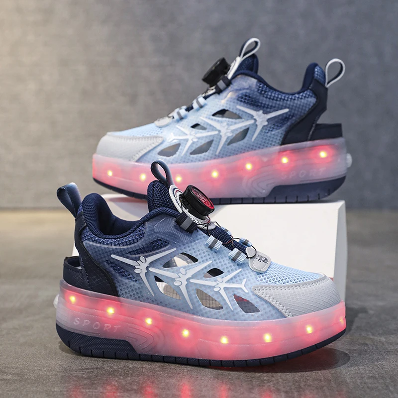 2026 New Two Wheel Children's LED Light Roller Skating Shoes for Boys and Girls, Sports Night Light Sports Shoes