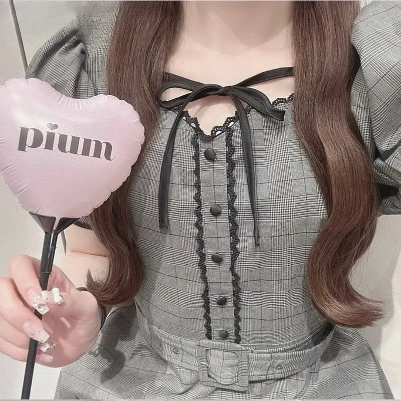 Japanese Sweet Mine Series กางเกงขาสั้นสายไขว้ขอบแขนสั้นกระชับสัดส่วนและกางเกงขาสั้นฐานชุดสองชิ้น