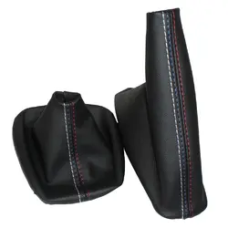 Carro Gear Shift Coleiras, Manual Handbrake Gaiter, Tampa da bota para BMW Série 3, E36, E46, E30, E34, M3, Z3, Couro Preto, M Acessórios