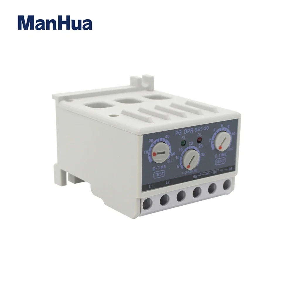 ManHua 5-30A 90V-260V PG OPR SS3-30 Independently Adjustable Starting Trip Delay Electronic Overload Relay Protection