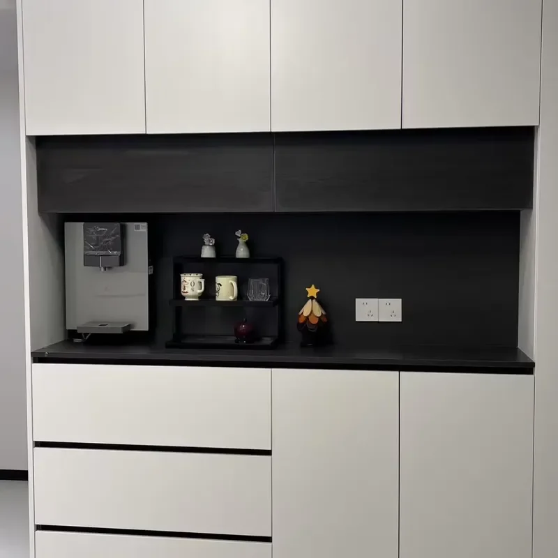 Shinestone Smart Storage Kitchen Storage Jar Set with Shelf Kitchen Cabinets, Matte Lacquer Finish, Black Design
