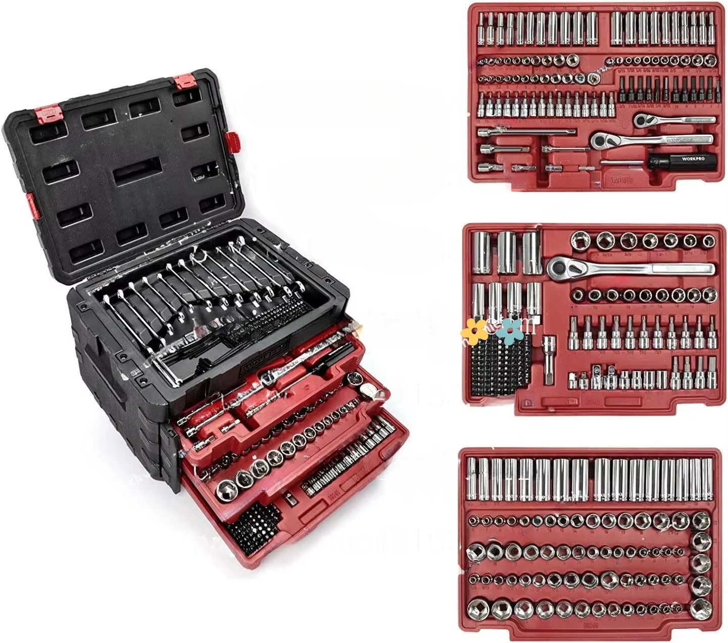 450-Piece Mechanics Tool Set, Universal Professional Tool Kit with Heavy Duty Case Box