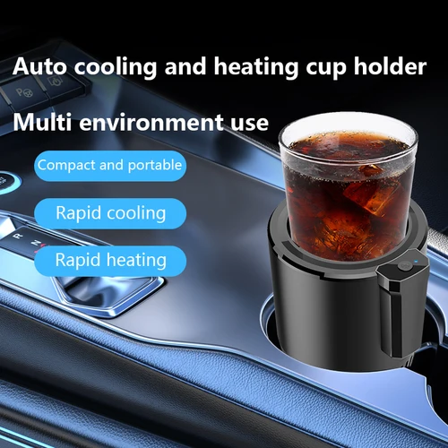 Imagen 2 del producto Taza de refrigeración con calefacción para coche, calentador inteligente 2 en 1 de 12V y 24V y 36W, soporte para bebidas y bebidas, refrigerador para oficina