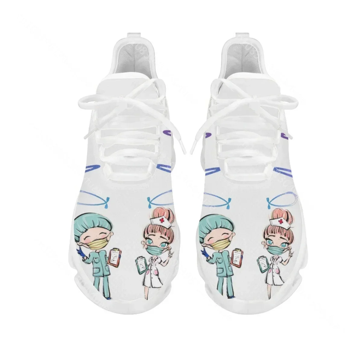 Women White Nursing Shoes Cute Cartoon Nurse Doctor Healthcare Brand Design Ladies Mesh Flats Sneakers Zapatillas view 3