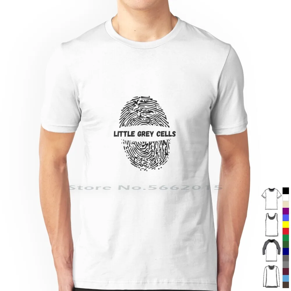 Hercule Poirot. Little Gray Cells T Shirt 100% Cotton Christie Agatha Hercule Poirot Detective Mysterious Murder Novel Short