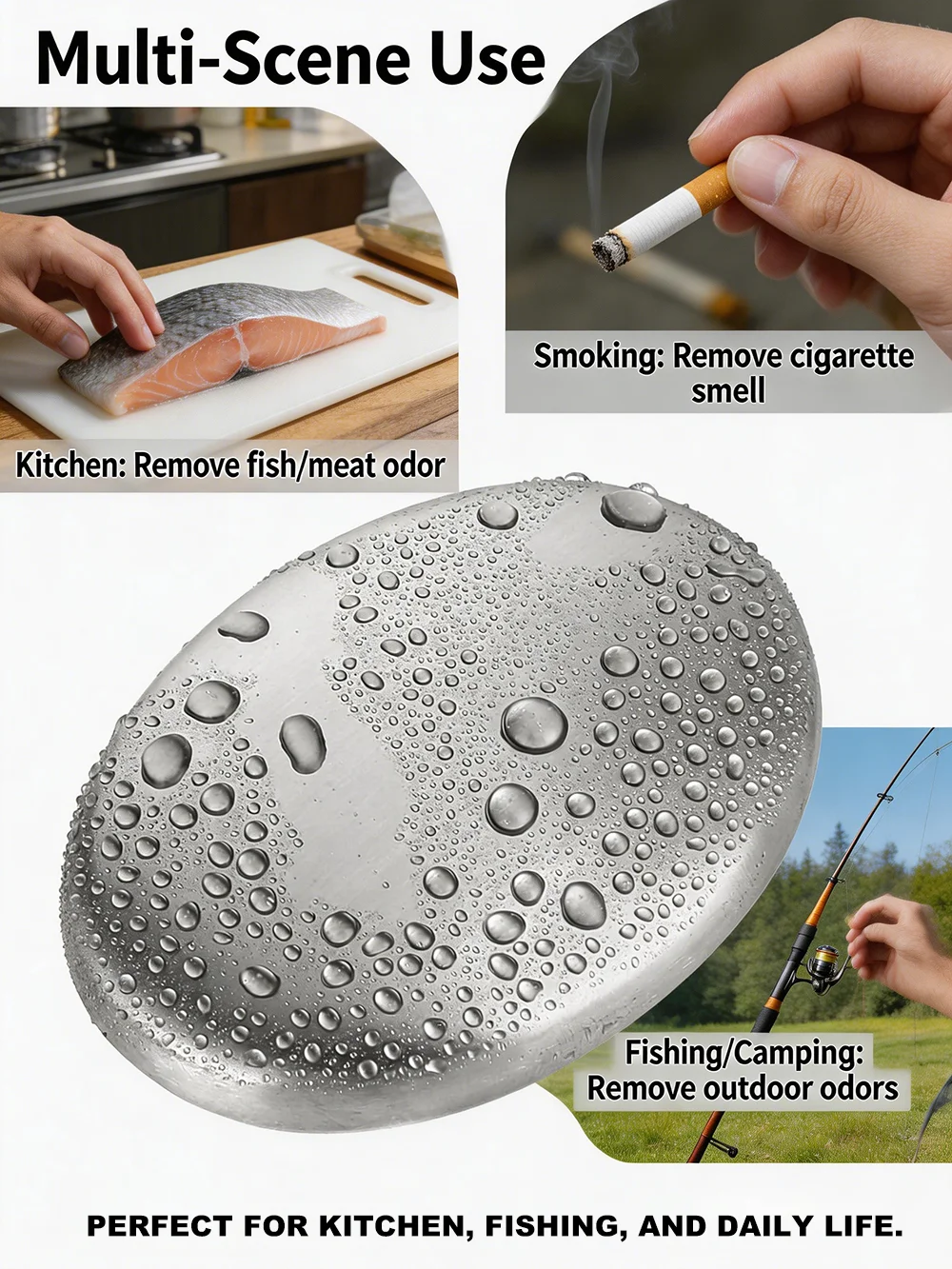 Stainless Steel Soap Magic Metal Soap Odor Remover Bar for Eliminating Fish Garlic Onion Smells from Hands Kitchen Gadgets Skin
