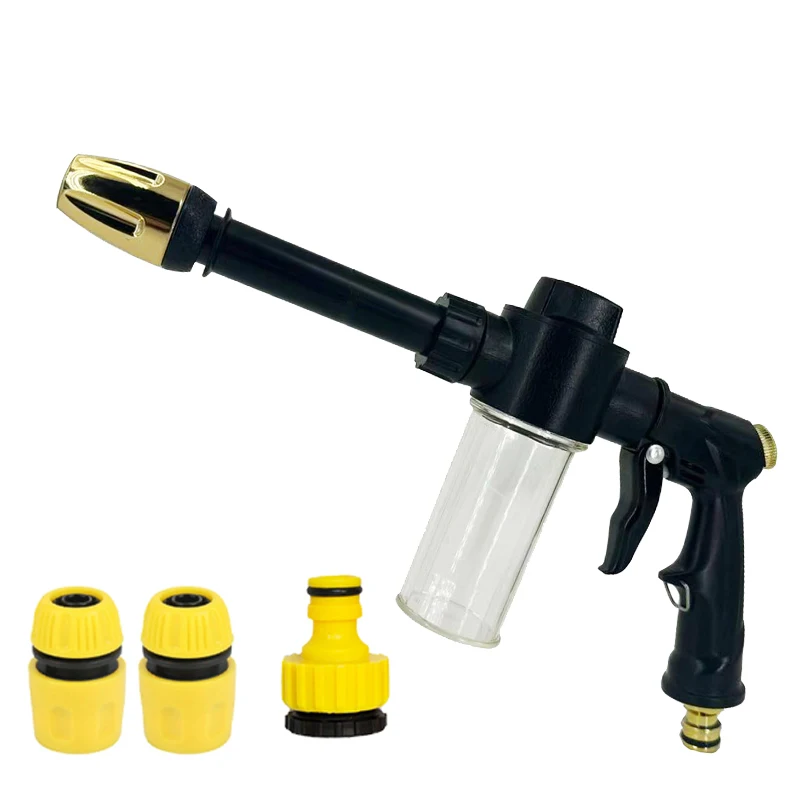 Schaumkanne mit Hochdruck-Wassersprühpistole, praktische Gartenschlauchdüse, perfekt für Autowäsche, Wohnmobilreinigung und den täglichen Gartengebrauch.