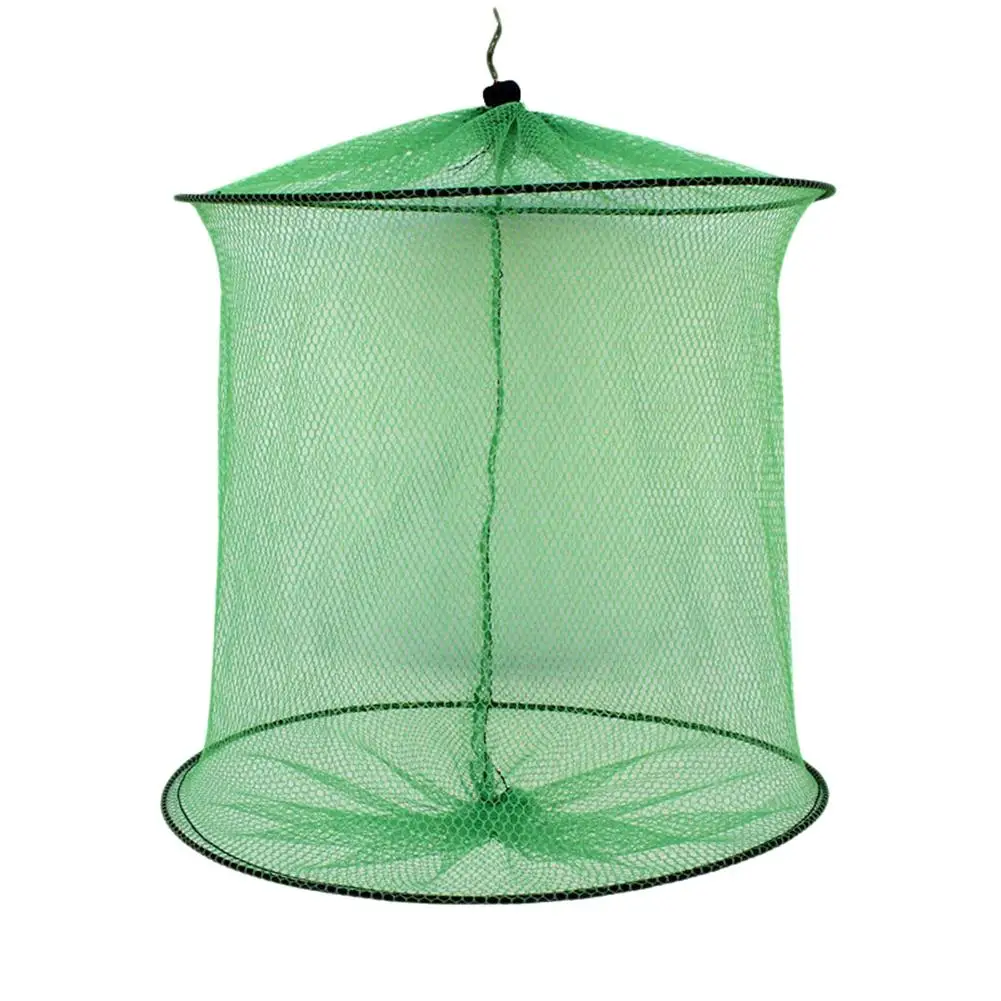 Folding Round Metal Frame Nylon Mesh Bait Trap Cast Fish Net Fishing Landing Tackle Accessory Tool Dropship