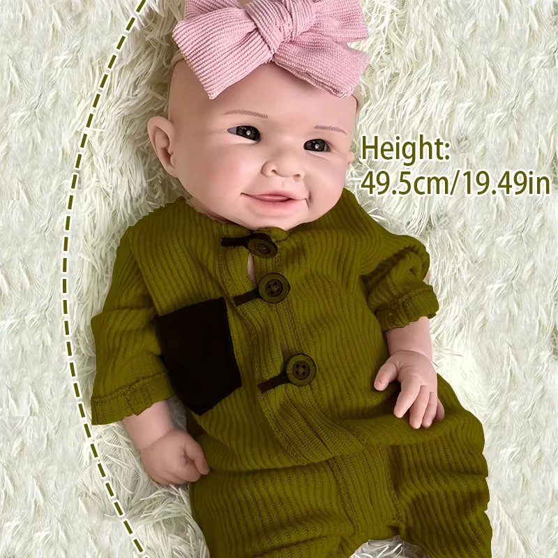 

Куклы реборн 49,5 см, силиконовые куклы с открытым ртом Loulou для всего тела, мягкие силиконовые окрашенные куклы для новорожденных, силиконовые настоящие запчасти