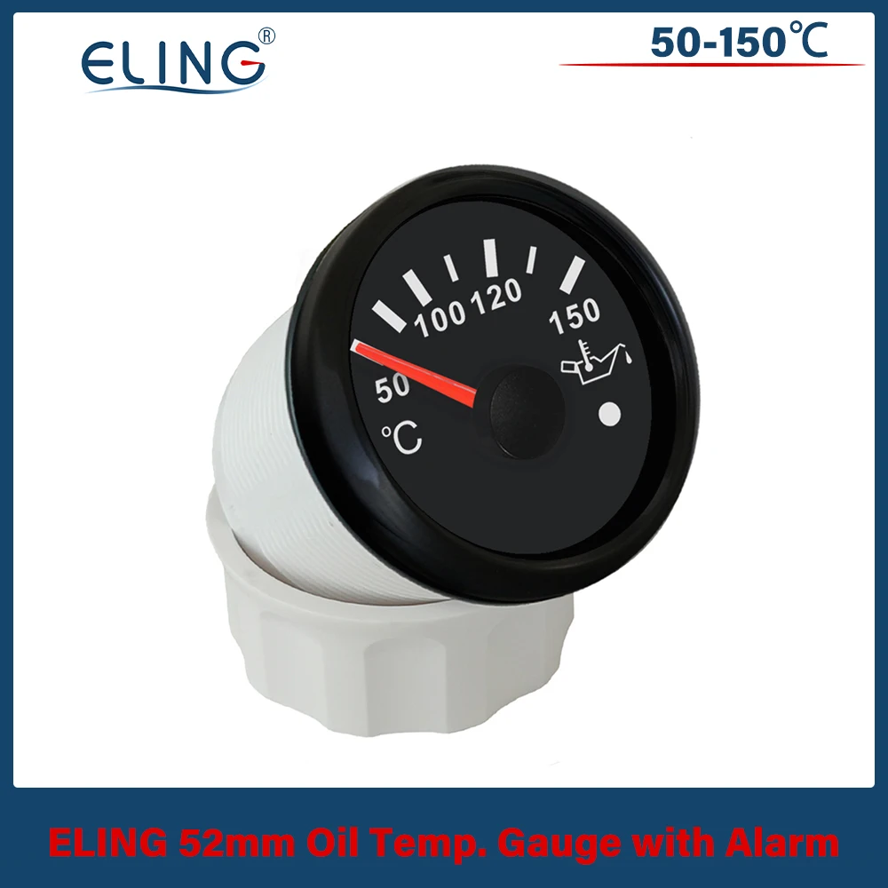 

ELING 52mm Oil Temp Gauge Meter Signal 50-150℃ with Red Backlight and Light Alarm for Car Boat Yacht Truck Universal 12V 24V