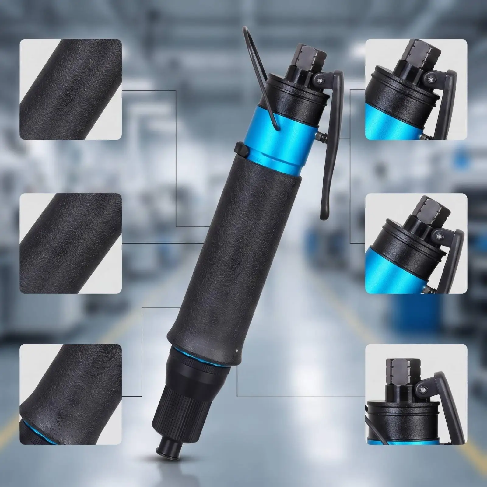 Pneumatic Screwdriver with Bits Adjustable Fastening Power Inline Air