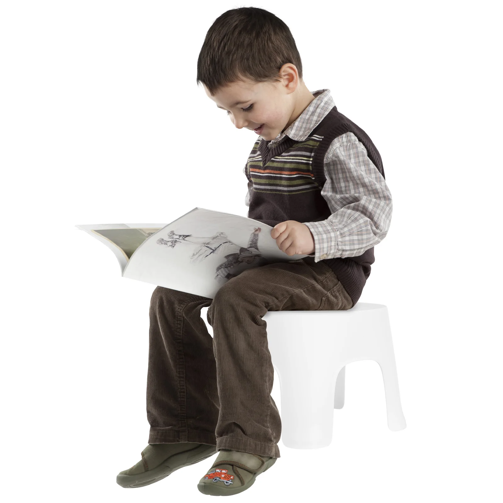 Taburetes apilables para niños, taburetes con escalones de 10 piezas, asientos flexibles para preescolar, PVC de polipropileno blanco