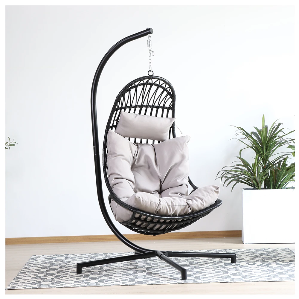 xx-Modern Moon-Shaped PE Rattan Hammock Swing Chair for Outdoor & Indoor Use in Gym Park Home & Garden
