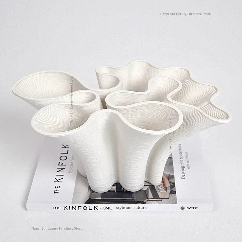 Figuras de flores de cerámica nórdica, eteromorfismo, hidroponía coralina, jarrón de escritorio, decoración minimalista, Estatua FYFM