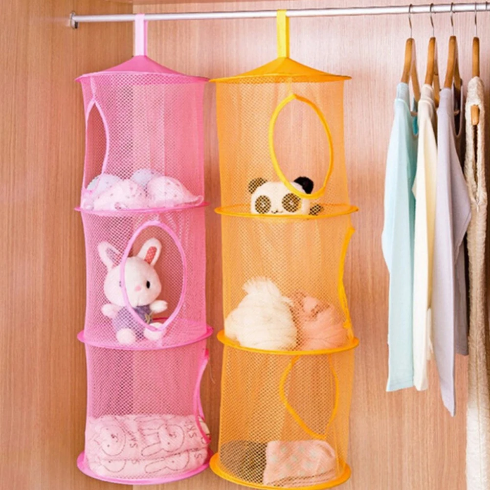 

Multi-layer Storage Hanging Cage Clothes Organizer Mesh Toy Bags Basket Polyester Playroom
