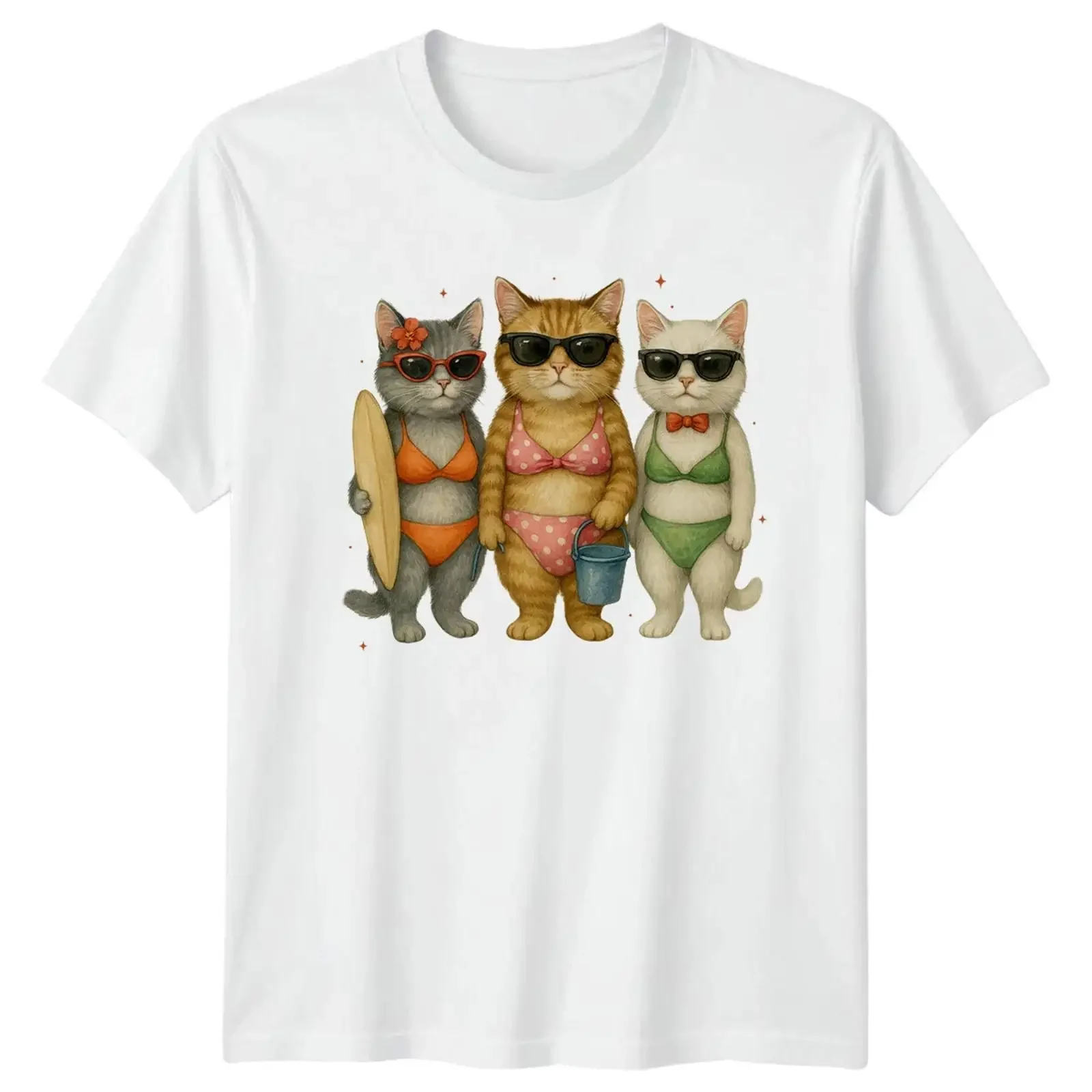 Retro beach cats in bikinis and t shirts summer fun image 1 of 4 vintage Washed Comfortable graphic Versatile Slightly Casual