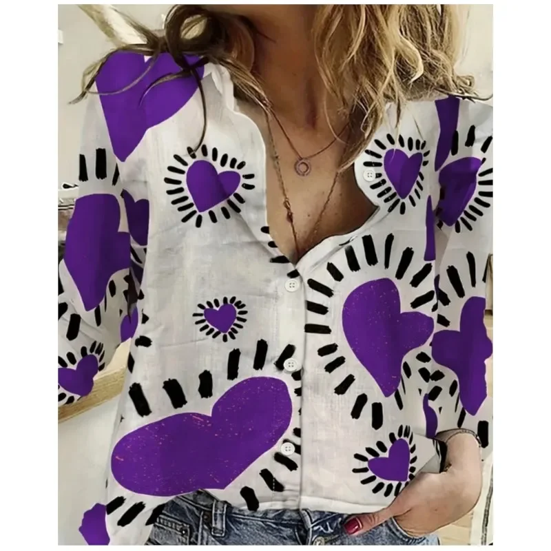 Primavera otoño elegante blusa cómoda patrones estampados florales camisa de manga larga para mujer camisa informal con botones Top de oficina para mujer