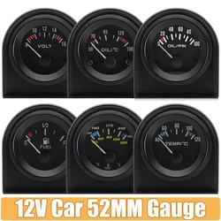52MM black Water temp/Oil temp/Oil press/Oil press/Volt/Fuel level Gauge Car meter with Bracket Pod Holder For Gasoline Car 12V