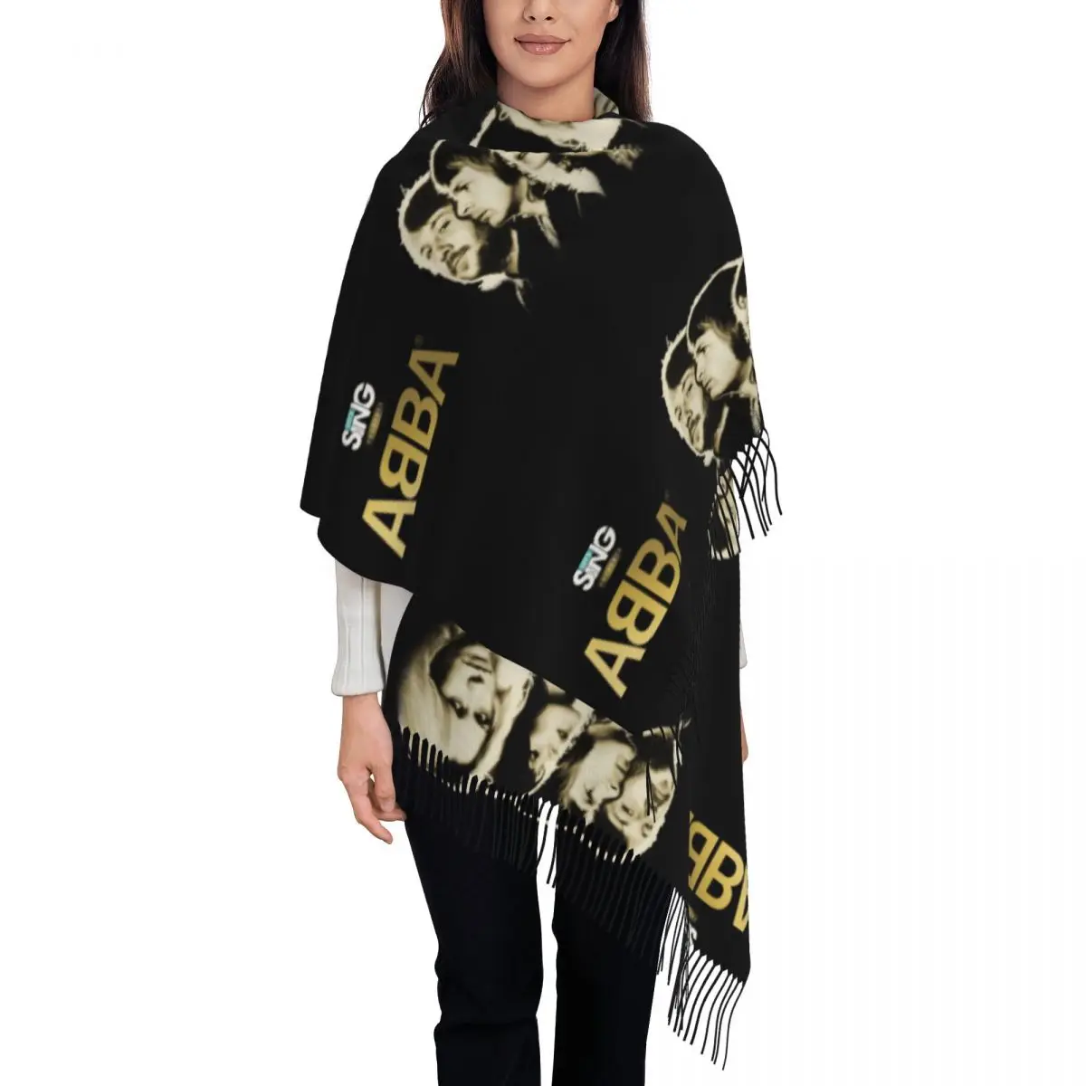 Abba Death Metal Band Scarf Tassel Scarves for Women Soft Warm Shawls and Wraps Large Fall Winter Shawl Wrap