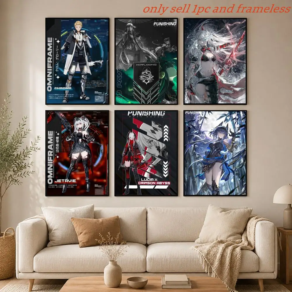 ARPG Game P-Punishing Gray Raven Poster Mural HD Wall Decals for Bedroom Living Room Home Self-Adhesive Decor Gift