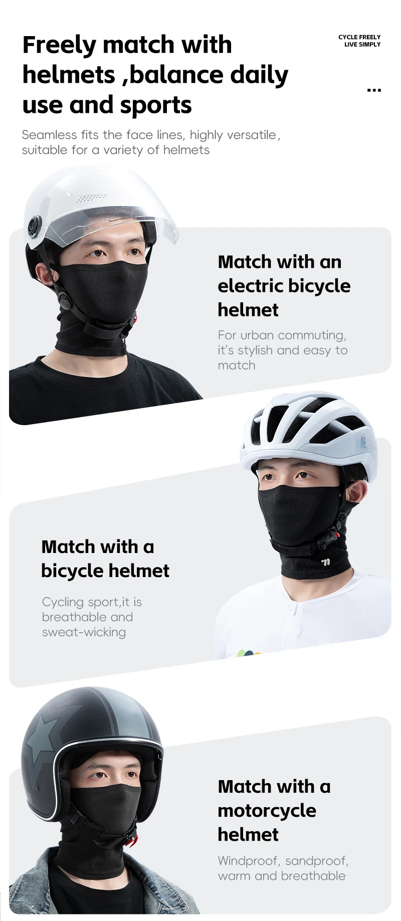 WEST BIKING Nahtlose Strick-Fahrrad-Gesichtsmaske mit Ohrbügel für Frühling und Herbst, Halswärmer in langem und kurzem Stil für Rennrad, Motorrad und Laufen – Detail 6
