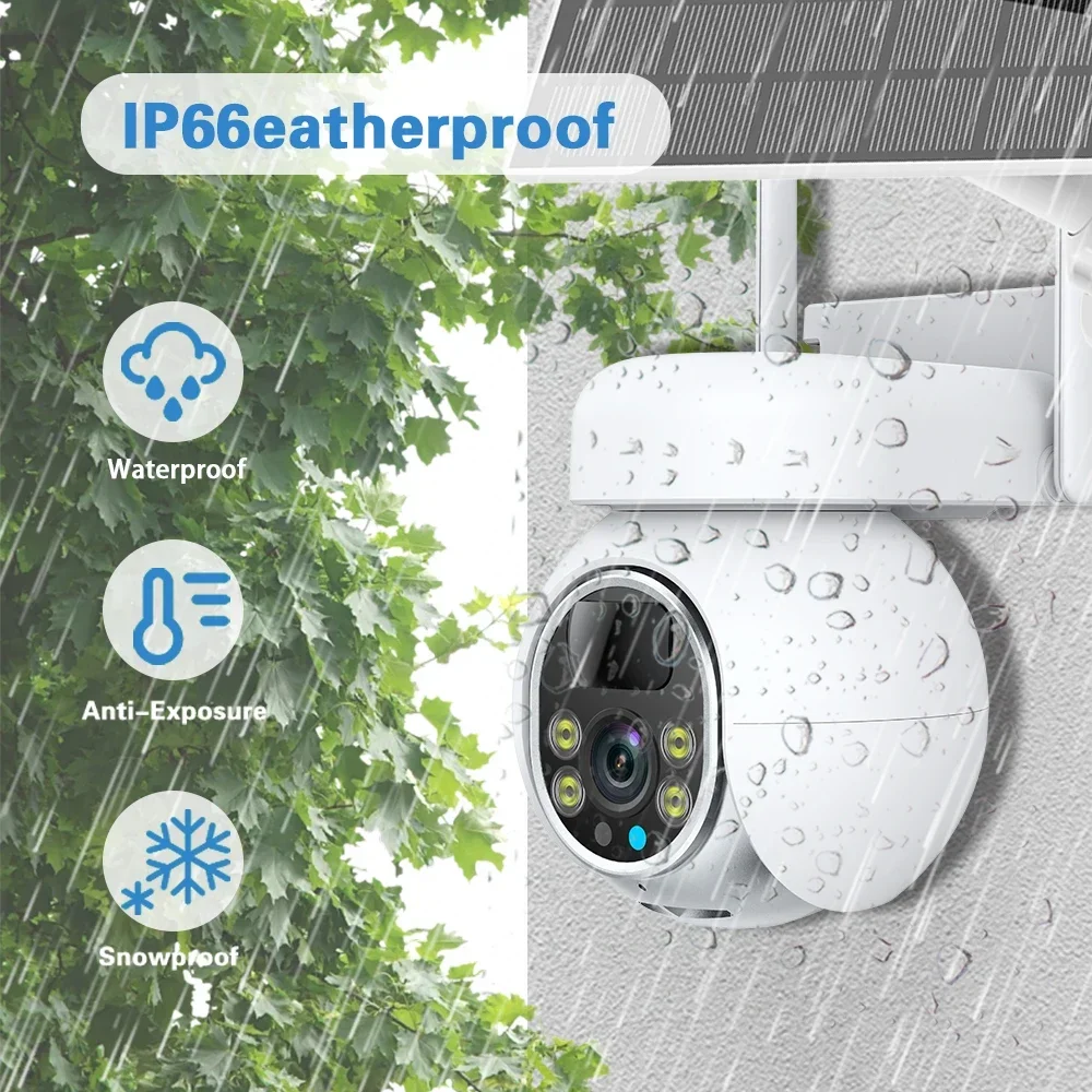 5MP اللاسلكية الشمسية PTZ CCTV كاميرا مراقبة الرؤية مقاوم للماء في الهواء الطلق PIR كشف اللون للرؤية الليلية لأمن المنزل